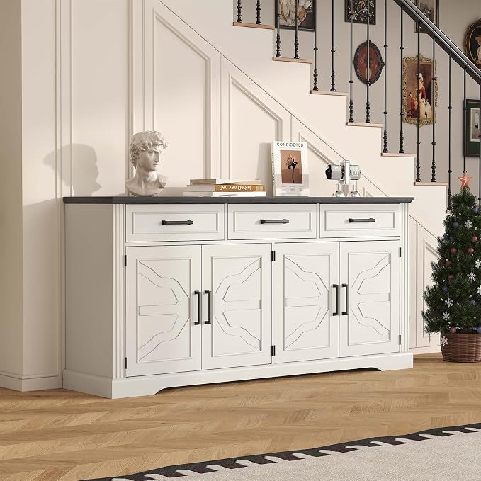 Garvee 66" Modern Farmhouse Sideboard Buffet Cabinet - Image 7