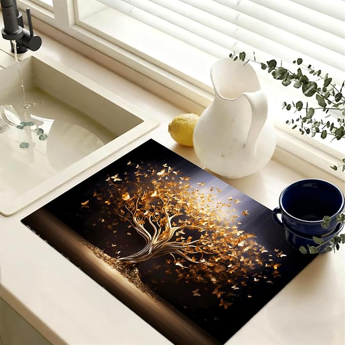 Golden Tree of Life Butterfly Stove Top Cover 28.3 x 20.5 Inches, Heat - Image 3
