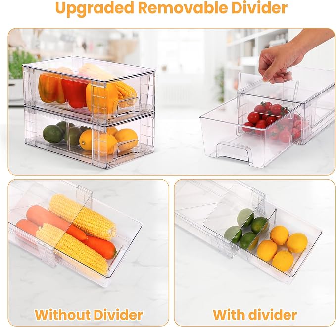 2 Pack Stackable Storage Drawers, Plastic Organizers Bins, Drawers Storage - Image 7