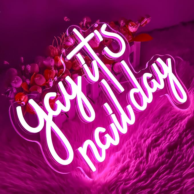 Yay It's Nail Day Neon Sign for Wall Decor Neon Light for Salon Bar Beauty Room - Image 2