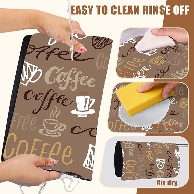Doodle Coffee Dish Drying Mat Coffee Bar Mat - Image 5