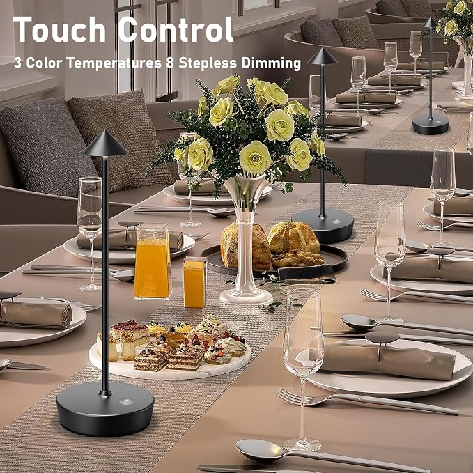 Set of 2 Rechargeable Cordless Table Lamp, 6000mAh LED Battery Operated Desk - Image 4