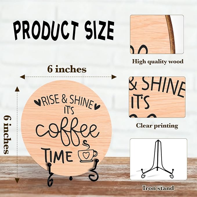 Coffee Desk Decor Sign, Farmhouse Wood Plaque, It Is Coffee Time Wood Sign - Image 2