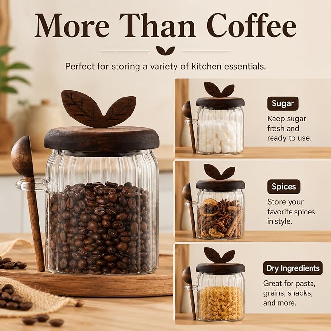 Airtight Coffee Canister, Acacia Coffee Grounds Container - Image 3