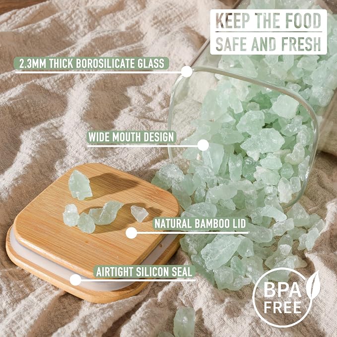 D2scrma 37oz Airtight Glass Square Storage Canisters - Image 3