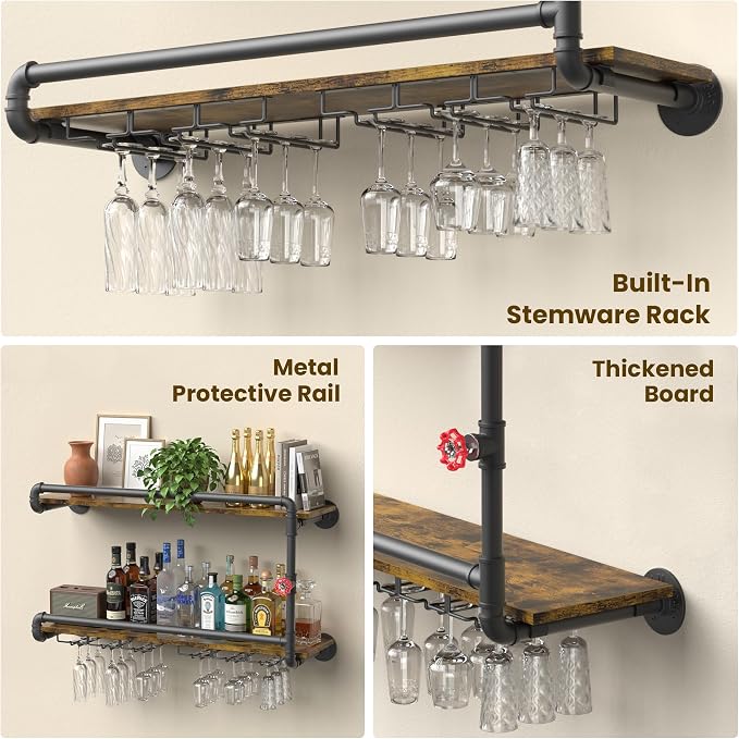 Merapi Rustic Wall Mounted Wine Rack - Image 4