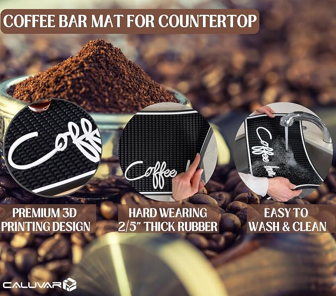 Coffee Bar Mat for Countertop, Silicone Espresso Machine Mat 18x12 Inch – - Image 3