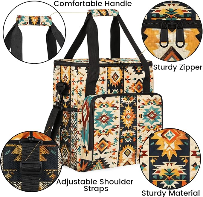 Boho Aztec Western Coffee Maker Carring Bag, Large Insulated Storage Organizer - Image 6