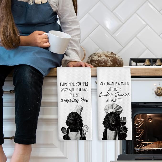 Cocker Spaniel Kitchen Towels Set of 2, Dog Kitchen Accessories, Bar Decor - Image 3