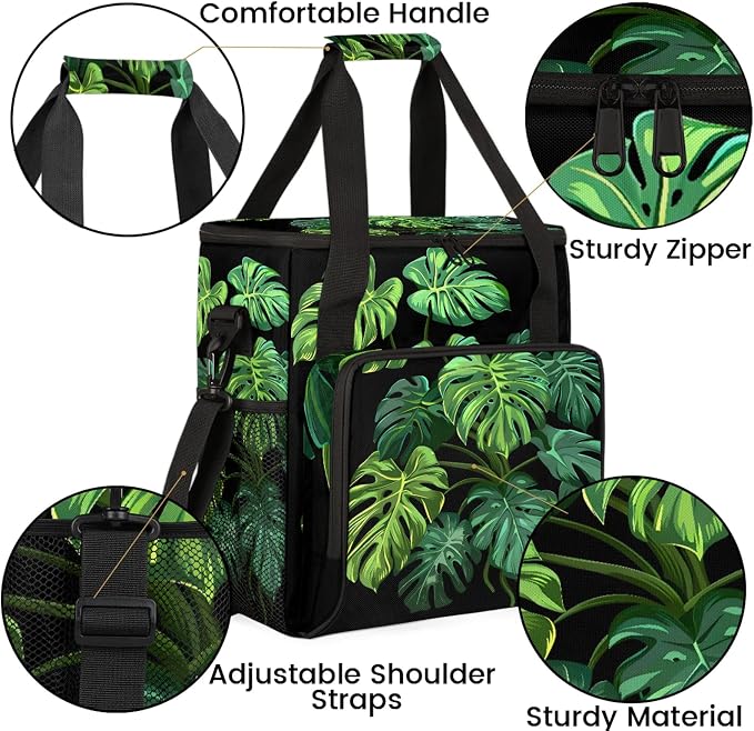 Tropical Green Palm Leaves Coffee Maker Carring Bag, Large Insulated Storage - Image 6
