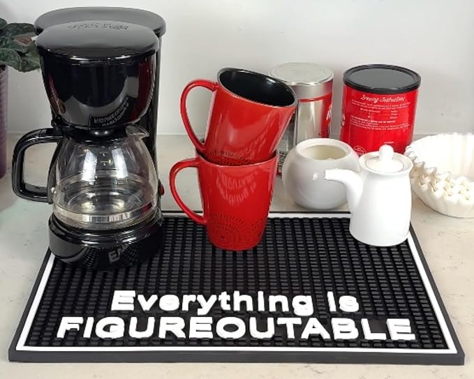 Everything is Figureoutable Silicone Bar Mat 18x12 in, Motivational Gift by CALUVAR