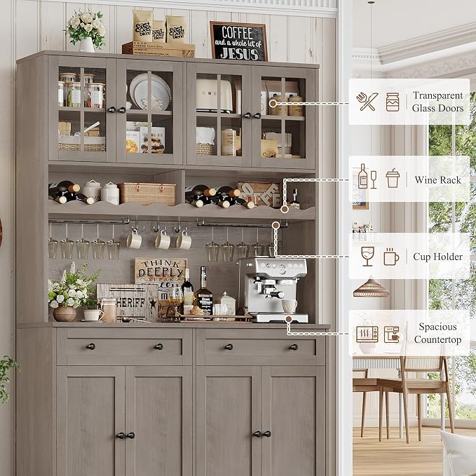 HOSTACK 75.4" Tall Kitchen Pantry Cabinet - Image 8