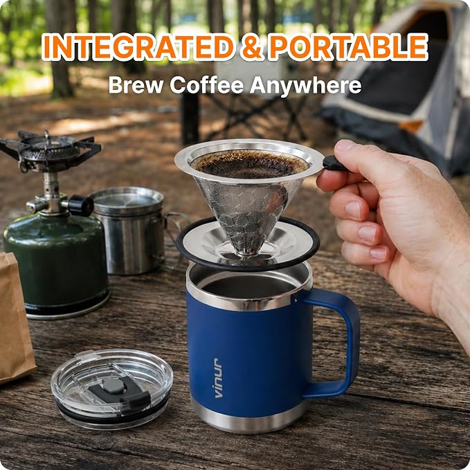 VINUR Pour Over Coffee Maker, 12 oz Insulated Coffee Maker - Image 3