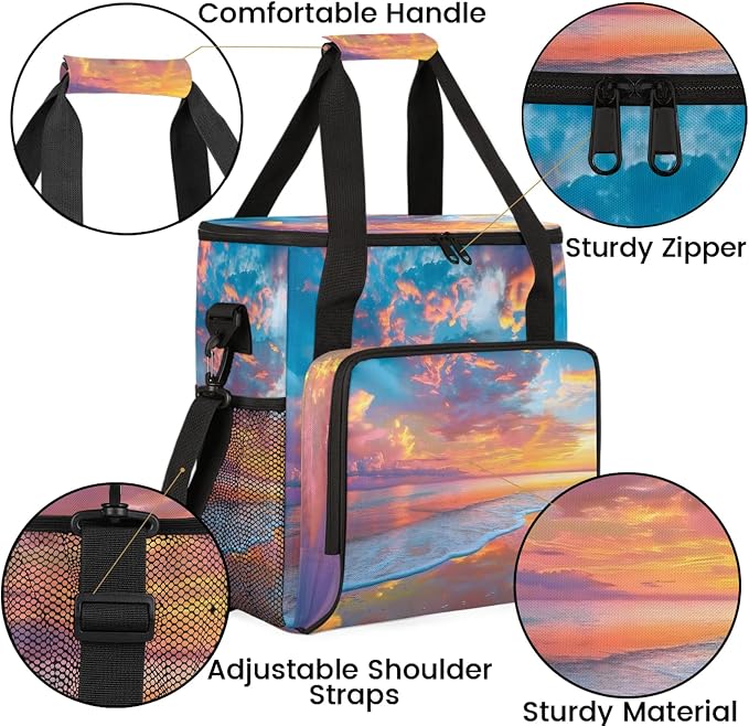 Hawaiian Beach Themed Coffee Maker Carring Bag, Large Insulated Storage - Image 6