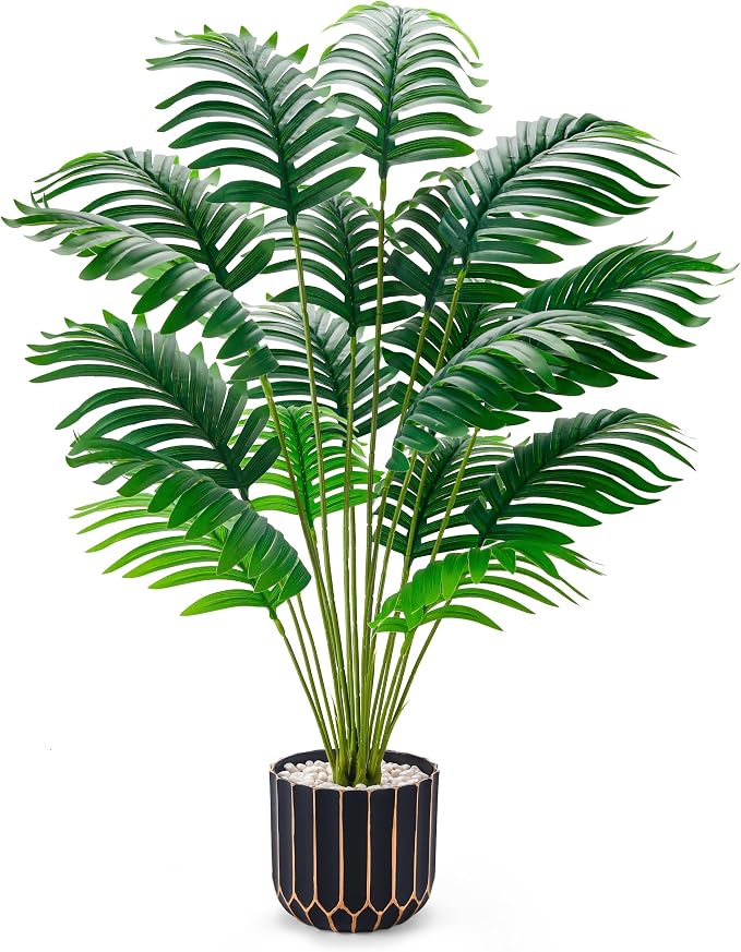Der Rose Fake Plants Tall Artificial Palm Tree Faux Plants Indoor by DerRose
