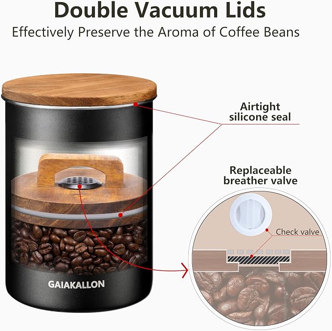 Vacuum Coffee Canister, Stainless Steel Airtight Canister - Image 3