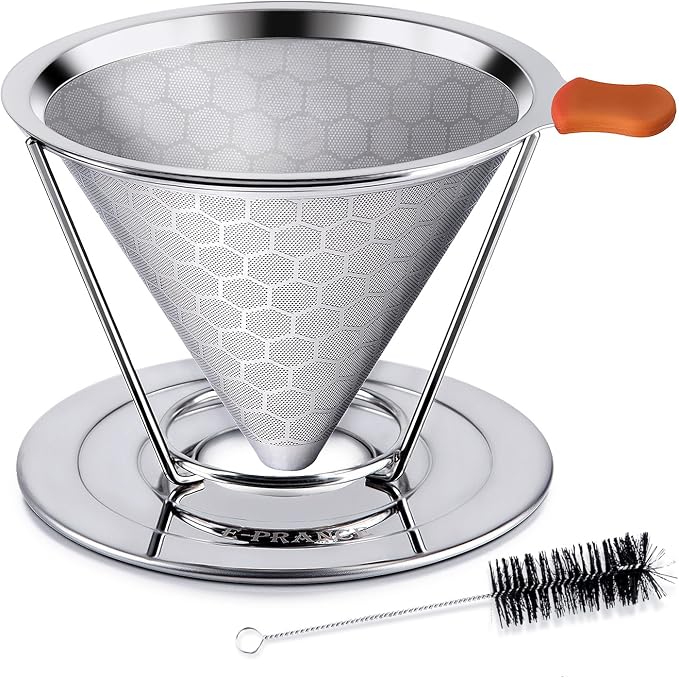 Pour Over Coffee Dripper, Stainless Steel Coffee Filter Reusable Pour Over by E-PRANCE