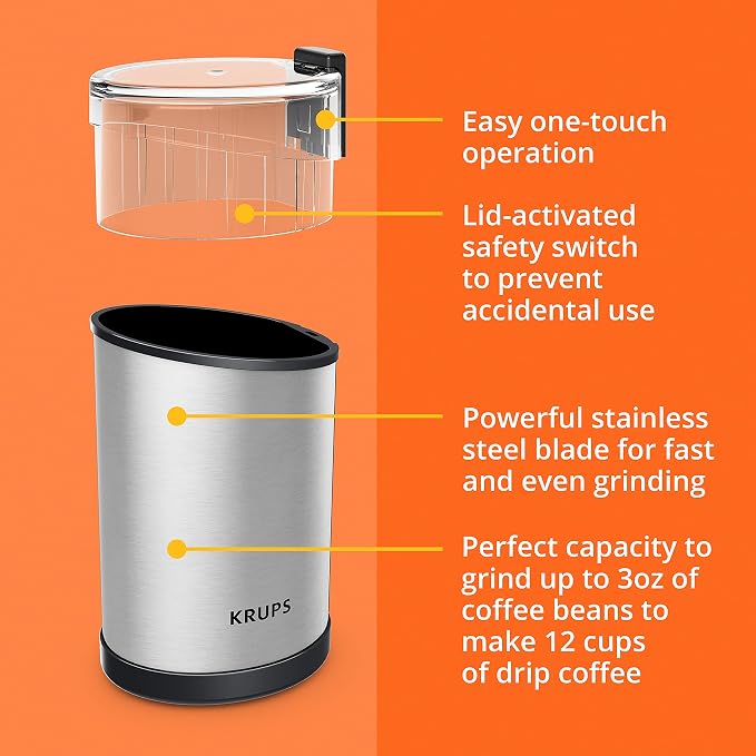 KRUPS Electric Coffee Grinder: 3 oz Capacity, 200 Watts - Image 5