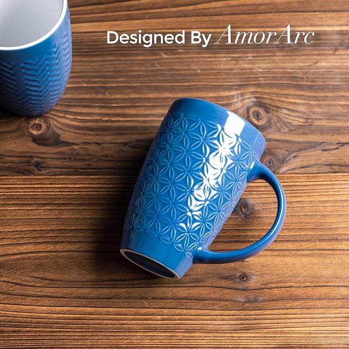 AmorArc Extra Large Coffee Mugs Set of 6, 20oz Ceramic Tall Coffee Mugs Set - Image 3
