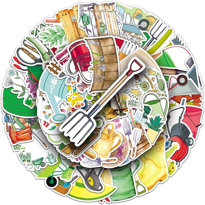 51Pcs Gardening Tools Stickers, Waterproof Vinyl Cute Garden Decals by Unknown