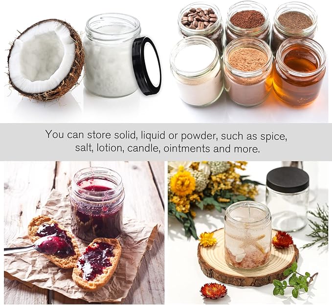 Small Glass Jars with Lids, 4 oz Glass Jars with Plastic Woodgrain Lids & Inner - Image 3