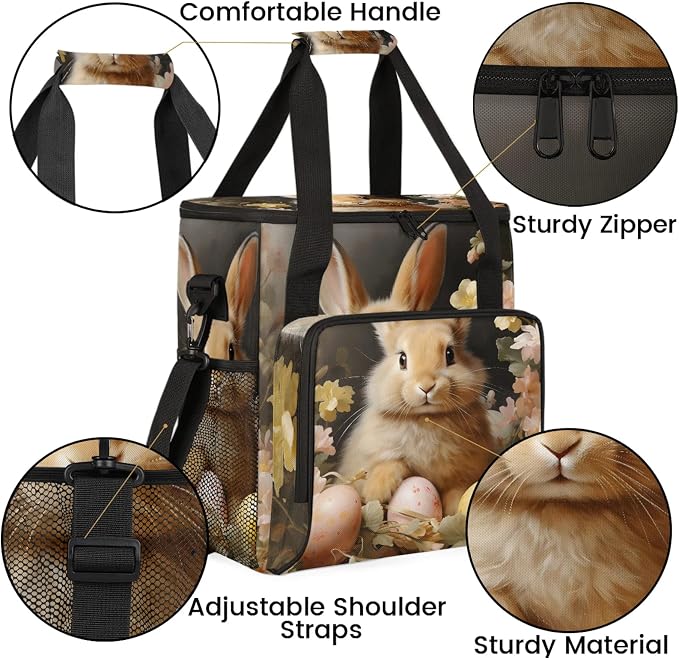 Cute Bunny Easter Eggs Coffee Maker Carring Bag, Large Insulated Storage - Image 6