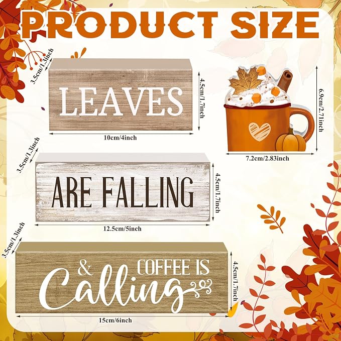 Lineshading 4 Pcs Fall Coffee Table Decorations Fall Decor - Image 4