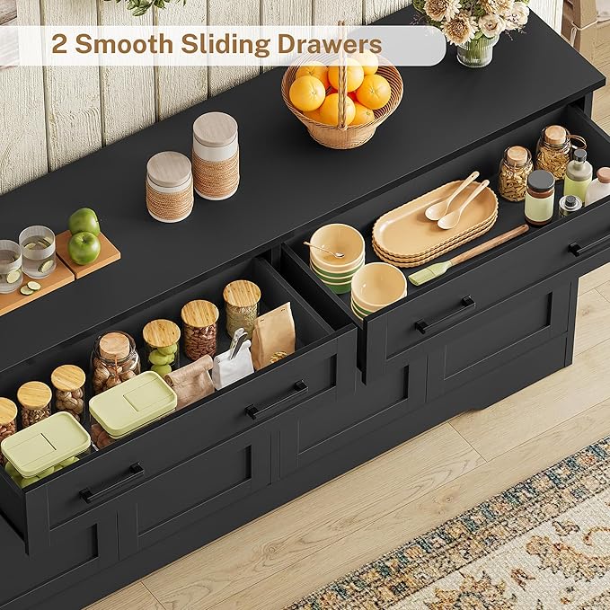 usikey Buffet Cabinet with Storage and Drawers, Modern Coffee Bar - Image 4
