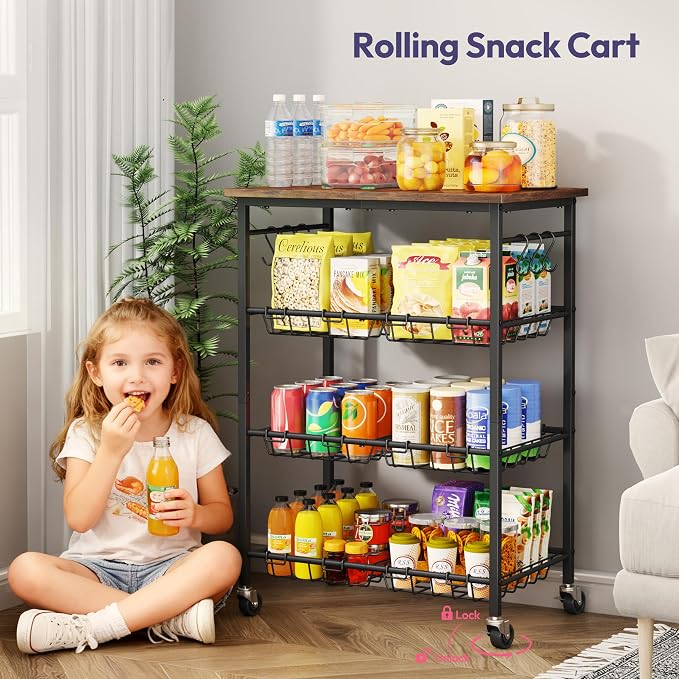 SWTYMIKI 24.4''x15.7'' Rolling Microwave Cart - Image 4
