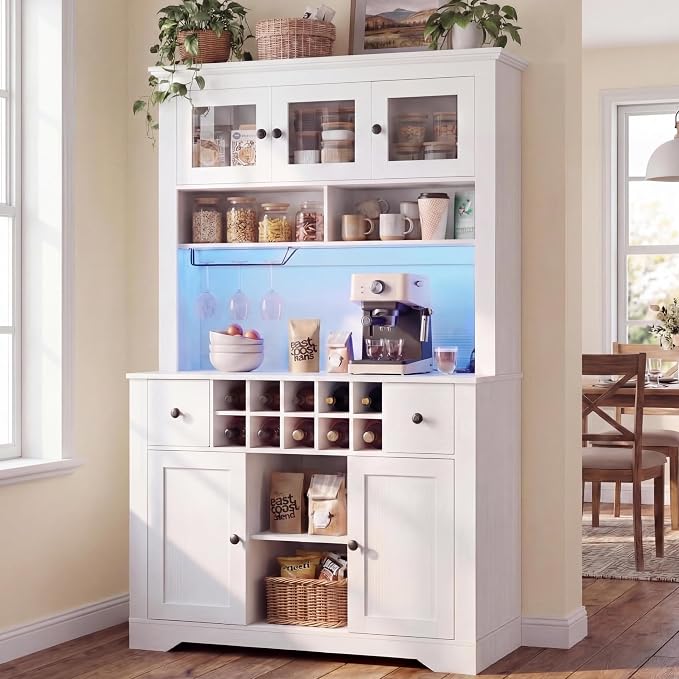 GAOMON 69" Pantry Cabinet with LED Light & Charging Station, Kitchen Pantry by Unknown