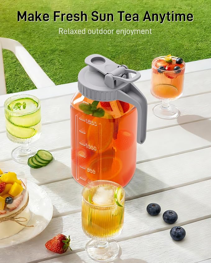 OneDream 2 Pack Mason Jar Pitcher, 64 oz Glass Pitcher - Image 7
