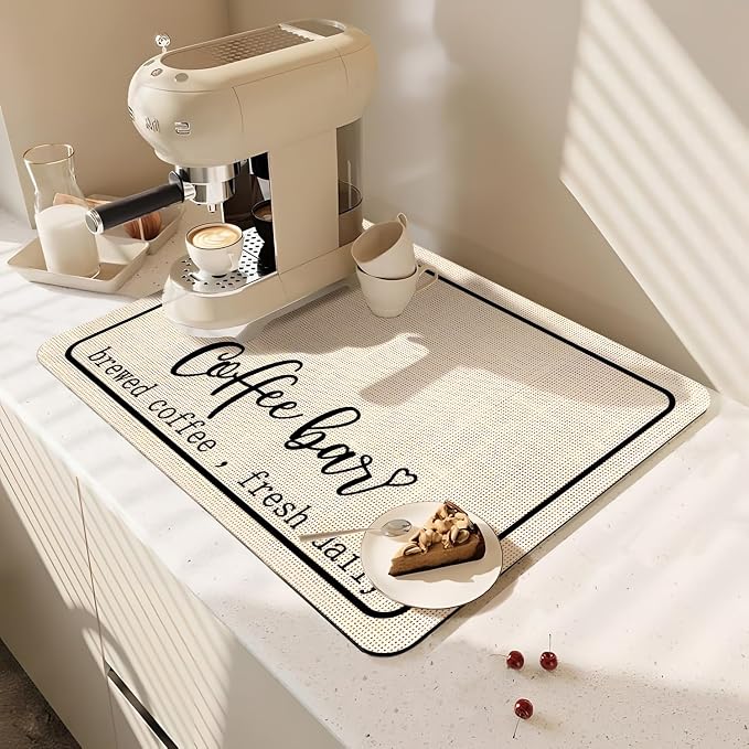 Coffee Bar Mat Rubber Dish Drying Mat by PtRug