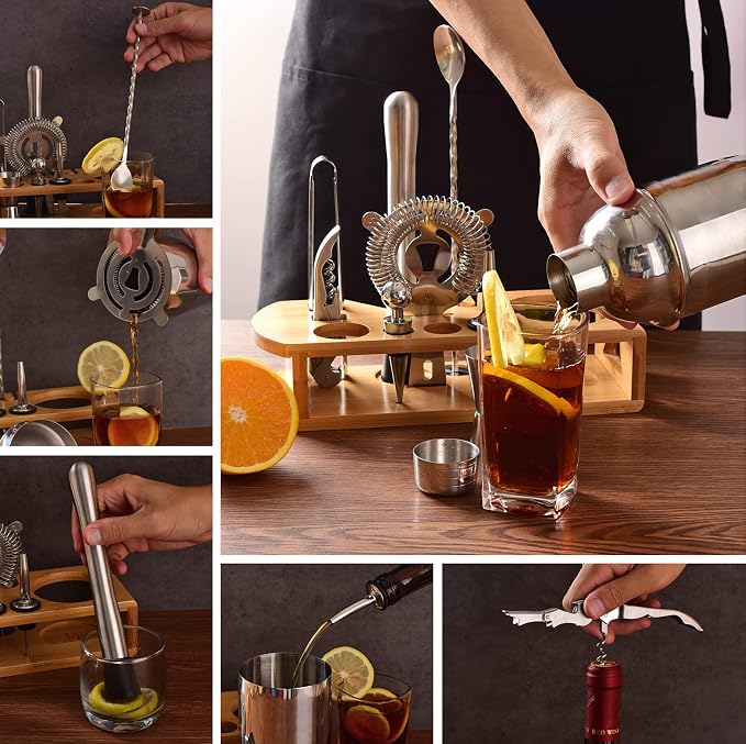 Cocktail Shaker Set Bartender Kit : 12-Piece Bar Tool Set - Image 4