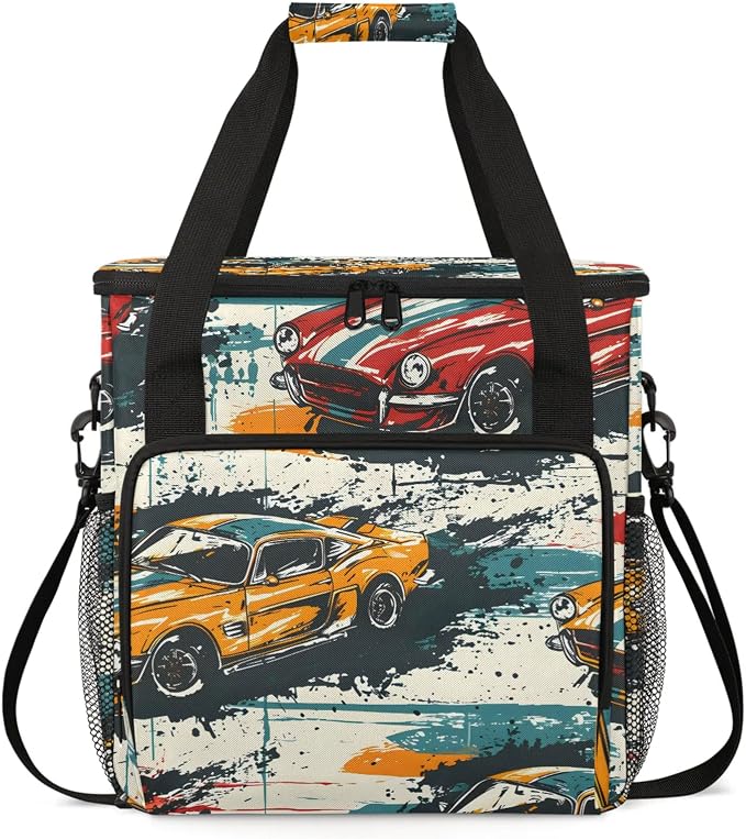 Funny Car Coffee Maker Carring Bag, Large Insulated Storage Organizer Case Tote by Home