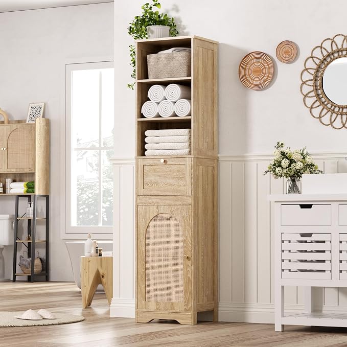FiveWillowise 67" H Natural Bathroom Storage Cabinet by FiveWillowise