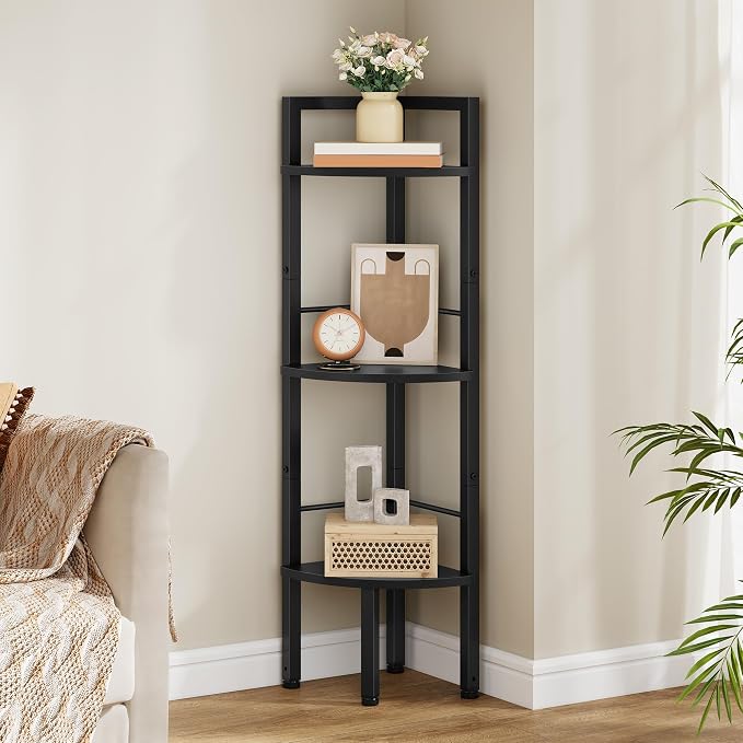 Tajsoon Small Corner Shelf Stand 3 Tier 39.6" Industrial Corner Ladder Shelves by Tajsoon