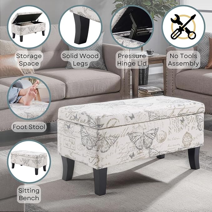 Convenience Concepts Designs4Comfort Winslow Storage Ottoman Bench 32" - Image 5