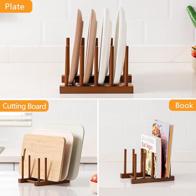 HBlife 4pcs Teak Dish Plate Bowl Cup Book Pot Lid Cutting Board Drying Rack - Image 6