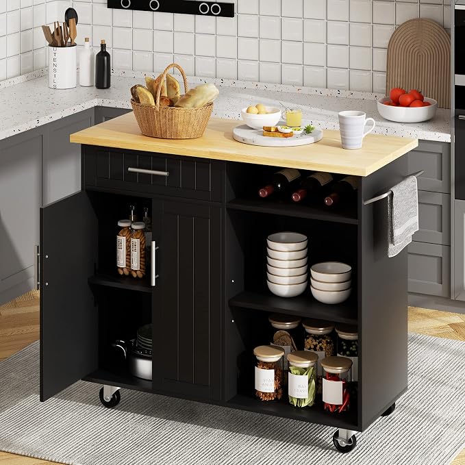 JY QAQA 42" Kitchen Island on Wheels by JYQAQA