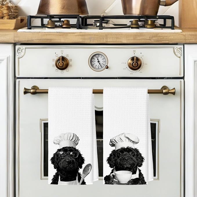 Funny Cockapoo Kitchen Towels Set of 2, Dog Kitchen Bar Accessories, Dog Chef - Image 2