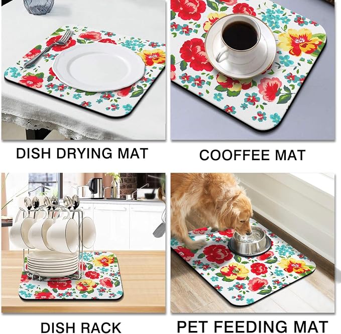 Coffee Bar Mat Accessories for Countertop Absorbent Hide Stain Rubber Backed - Image 2