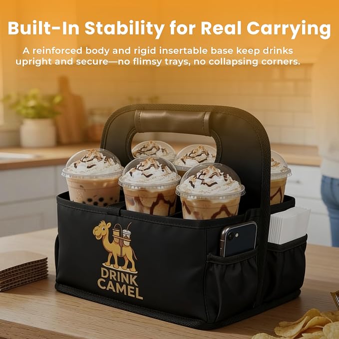Reusable Drink Carrier with Handle – Durable No-Spill Insulated & Collapsible - Image 5