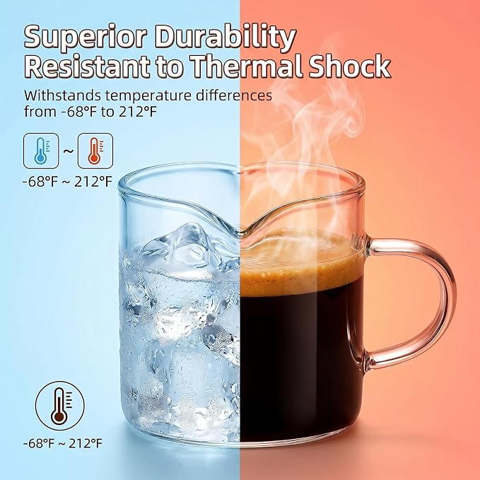 5 OZ Espresso Cups Set of 2, Double Spouts Cups, Shot Glasses, Milk Cup - Image 4