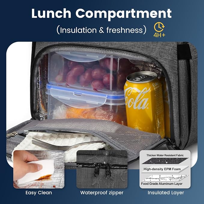 RUCYEN Lunch Backpack, Insulated Cooler Backpack Lunch Box - Image 4