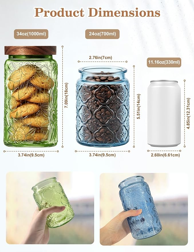 Glass Jar with Airtight Wood Lid – 24 OZ Vintage Storage Canister - Image 2