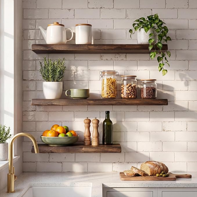 40" Solid Wood Live Edge Floating Wall Shelf, 9.3" Deep Heavy Duty 50lb FSC - Image 6