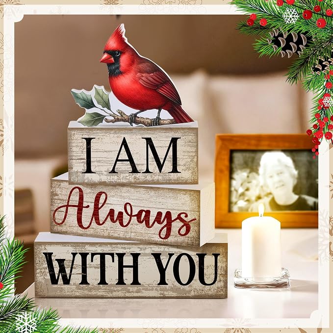 4 Pieces Cardinal Gift Decorations Wooden Red Cardinal Sign - Image 5
