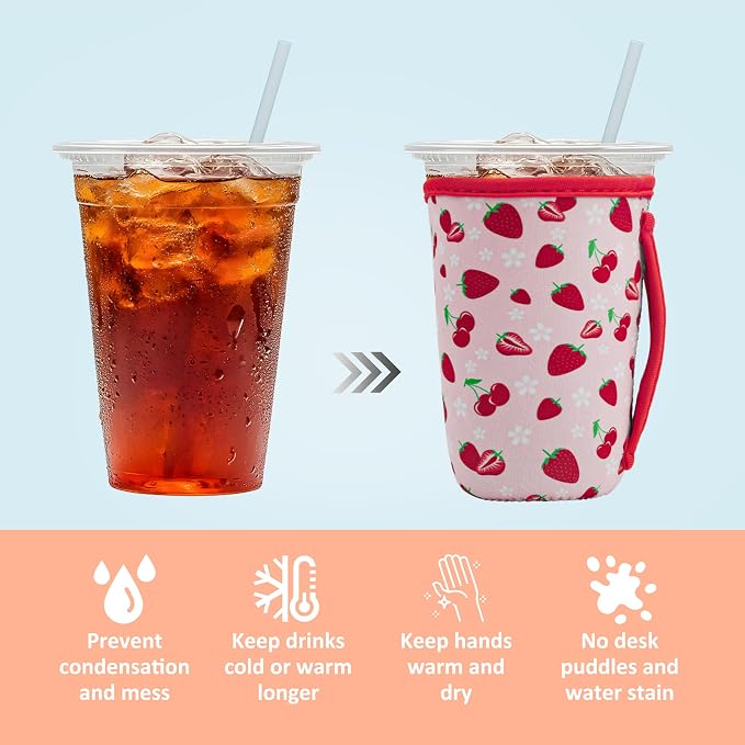 KJQJLY 3 Pack Reusable Iced Coffee Sleeves - Image 4