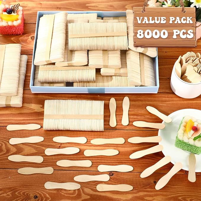 Skylety 8000 Pcs Wooden Ice Cream Spoon Bulk Mini Disposable Tasting Spoons Set - Image 4