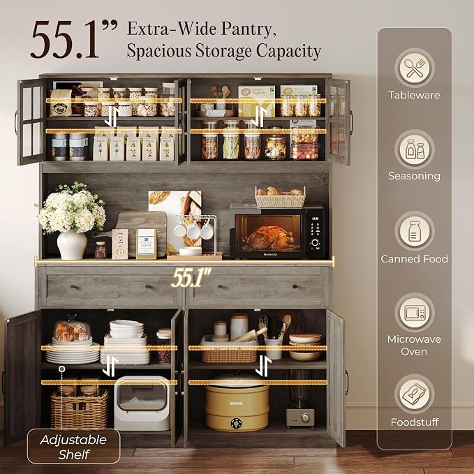 PRAISUN 71''H x 55.1''W Pantry Cabinet - Image 5